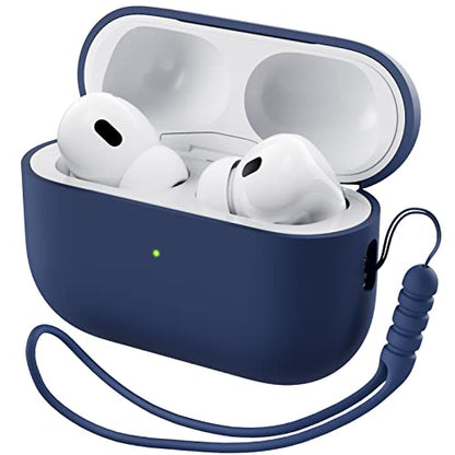 ORNARTO Compatible with AirPods Pro 2 Case 2022, Full Protective Hybrid Silicone for AirPods Pro 2nd Generation Case, Front LED Visible Skin Cover-Navy Blue | Hybrid Silicone Rubber, Front LED Visible, Wireless Charging, Skin-Friendly Soft Touch, Anti-Scr