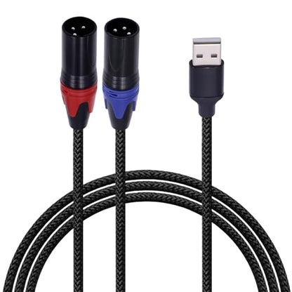 Poyiccot USB to XLR Auido Amplifier Cable, USB A to Dual XLR Male Audio Cable, PC Type A to Stereo Splitter Power Amplifier Converter Prefossional for Mixer, Laptop, Speaker, etc 3.3ft