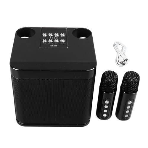 Asixxsix Karaoke Machine, Portable Bluetooth Speaker with 2 Wire Less Microphones, Portable Bluetooth Karaoke Speaker with 2 Wire Less handheled Microphones for Home Party