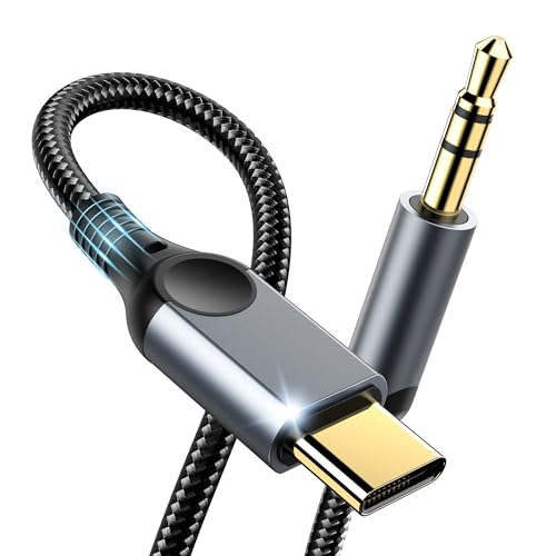 Aux to USB C Audio Cable [10FT], Type C to 3.5mm Aux Cord Hi-Fi DAC Headphone Jack Adapter Dongle Compatible with iPhone 17/16/15, Samsung S25/S24/S23, iPad Pro, Pixel, Car, Headphones, Speakers-Grey - color: Grey, size: 10 FT