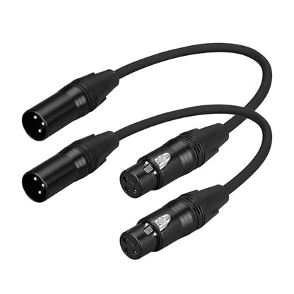 2-Pack Short XLR Cable 1 ft (30cm), Male to Female 3-Pin Balanced Microphone Cable, XLR to XLR Audio Patch/Extension Cord for Mic, Mixer & Studio