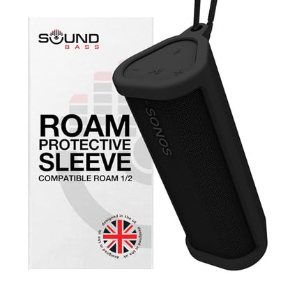 Heavy Duty Protective Carrying Case for Sonos Roam 2 | Black | Compatible with Sonos Roam, Roam 2 & Roam SL | Includes Bluetooth Button | Protect Your Wireless Speaker | Cover / Sleeve - color: Black