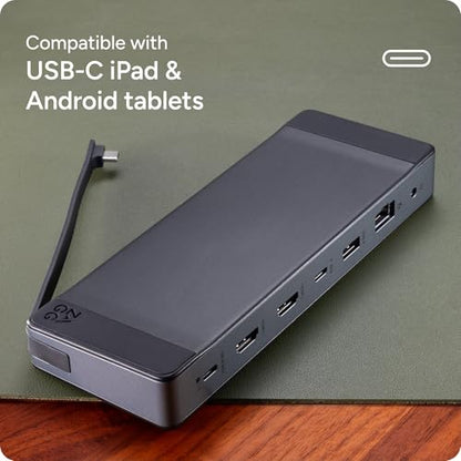 ZAGG 9-Port Hub – 2 USB-C, 2 HDMI (4K 60Hz), 1 USB-A (10Gbps), Ethernet, Audio Jack, SD & MicroSD Card Readers - Multi-Device Connectivity for iPadOS, ChromeOS, Android, Windows - style: 9-Port Hub