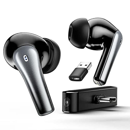EasySMX Wireless Gaming Earbuds for PC, PS5 with Mic, 30ms Low Latency, Bluetooth/2.4GHz Wireless, USB-C Dongle Included, Compatible PS4, PS5, VR, Switch, Steam Deck, Black (TG-01)