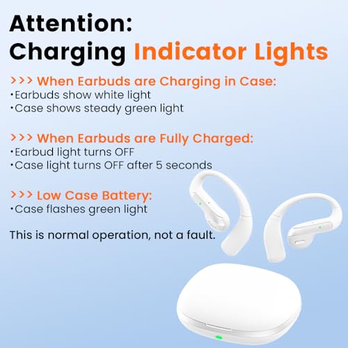 Piluyaa Open Ear Bluetooth 5.3 Earbuds, Wireless Headphones Sport Over Earphones Built-in Mic with Ear Hooks, 58H Playtime Ear Buds Fast Charging, IPX7 Waterproof for Running/Workout-White - color: WHITE