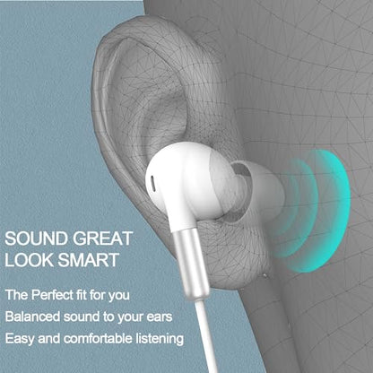 DUKABEL USB in-Ear Headphones, USB PC Earbuds for PC/PS4/PS5, White Gaming Earphone Headset with Microphone for Live Conference, Video Calls, Broadcasting, On-line Work | USB Gaming Earbuds with Mic, Noise canceling, in-ear Headphone, Volume Control, for