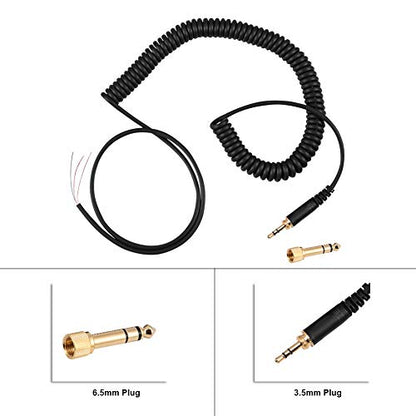 Coiled Audio Cable, 3.5mm Plug Jack Connector Earphones Audio Spring Wire Headphones Coil Cable for DT 770 770Pro 990 990Pro