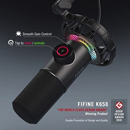 FIFINE Gaming Headset and USB Dynamic Microphone,Over-Ear Headset with Passive Noise Canceling,3.5mm Audio Jack,for Switch,RGB Mic for PC,with Tap-to-Mute Button,for Streaming,Podcast,Twitch(H3+K658)