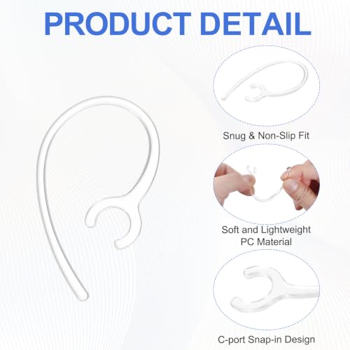 6Pcs Replacement Ear Hooks 9mm/0.35" Clear Soft Silicone PC - color: Clear, size: 9mm/0.35"
