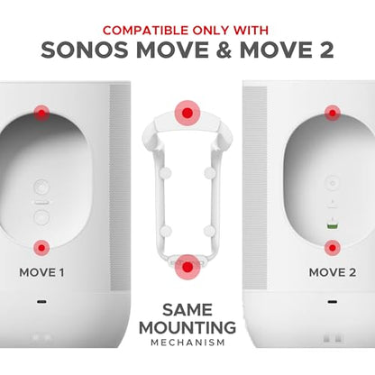 Move Speaker Wall Mount Bracket, Weatherproof, White | Compatible with Sonos Move & Move 2, Including Mounting Accessories - color: Move 2 - White