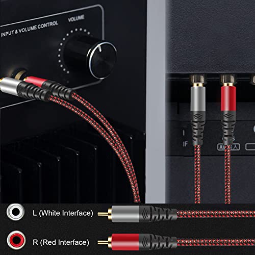 Tiierzon RCA Cable 30Ft,2Rca Male to 2-RCA Male Audio Stereo Subwoofer Cable [Hi-Fi Sound] Nylon-Braided Auxiliary Audio Cord for Home Theater, HDTV, Amplifiers, Hi-Fi Systems,Speakers and etc (30Ft) - size: 30Ft