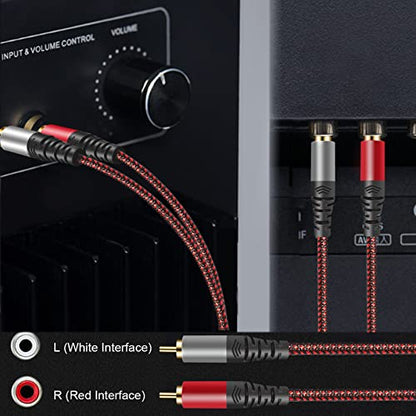 Tiierzon RCA Cable 30Ft,2Rca Male to 2-RCA Male Audio Stereo Subwoofer Cable [Hi-Fi Sound] Nylon-Braided Auxiliary Audio Cord for Home Theater, HDTV, Amplifiers, Hi-Fi Systems,Speakers and etc (30Ft) - size: 30Ft