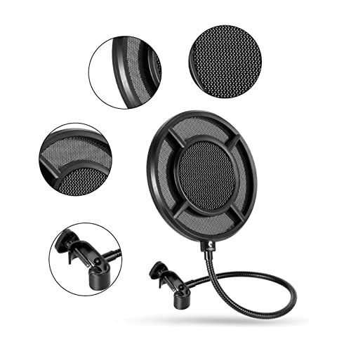 Microphone Pop Filter Studio Anti-spray Guard Double Meshed Windscreen Professional Swivels Mount Layered Microphone Pop Filter Round Shape
