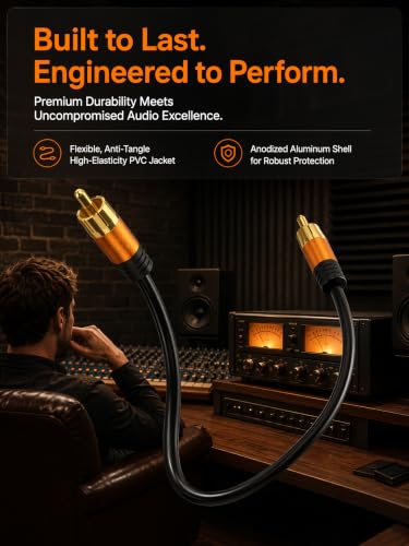 Digital Coaxial 25FT Audio Cable,1RCA Male to 1RCA Male Subwoofer Cable RCA Video Cable for Subwoofer, Home Theater, Video/Audio Subwoofer Rear View Parking Camera - size: 25FT
