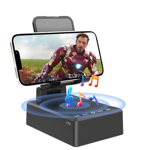 Gifts for Dad Mom Boyfriend,Cell Phone Stand with Wireless Bluetooth Speaker,HD Surround Sound Bluetooth Speaker for Home Kitchen and Outdoors Compatible with Mobile Phone, Gifts for Men Women(Black)
