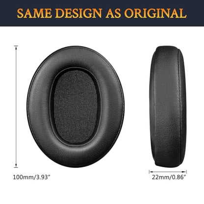 SOULWIT Replacement Earpads for KVIDIO WH201A Bluetooth Over Ear Headphones, Ear Pads Cushions with Soft Protein Leather, High Density Foam - Black