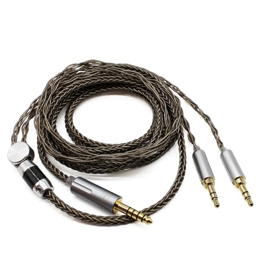 Youkamoo 4.4mm Cable Compatible with Hifiman HE4XX, HE-400i Headphones 8 Core Braided Silver Plated Replacement Audio Upgrade Cable (4.4mm to Dual 3.5mm Male Version) - size: 6 Feet