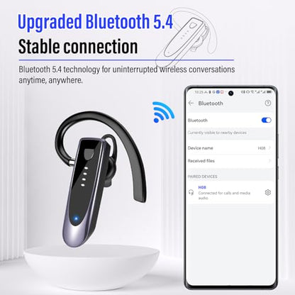 Atheewon Bluetooth Earpiece, Wireless Handsfree with Noise Cancelling Mic, 20Hrs Call Time Bluetooth 5.4 Headset, 180 Hrs Standby Time Headset for Business/Trucker/Driver, Purple - color: Purple