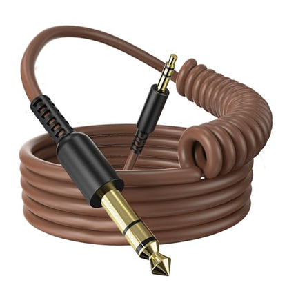 OneOdio 6.35mm to 3.5mm 6.6-9.8FT Stereo Adapter Cable Compatible with AMPs, Electronic Keyboards, Mixers, Guitars and Pro10/Pro30/Pro50 Headphones of OneOdio-Brown - color: Brown