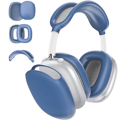 3 in 1 Silicone Case Cover Compatible with Apple Airpods Max Headphones, Anti-Scratch Ear Pad Case Cover Ear Cups Cover and Headband Cover Compatible with Apple Airpod Max (Midnight Blue) - color: Midnight Blue