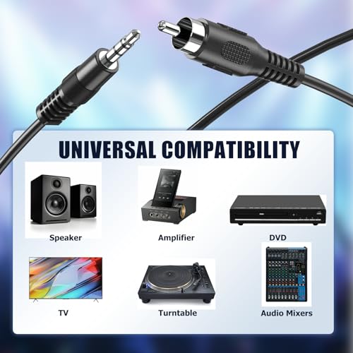 RCA to 3.5mm Mono, 2 Pack 6ft 3.5mm 1/8 inch Mono Male Plug to RCA Male Audio Cable Adapter, for Speakers, Subwoofer - size: 2 Pack