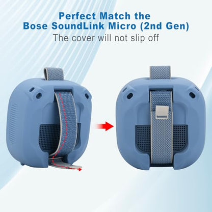1 Pack Silicone Case for Bose SoundLink Micro 2nd Gen Speaker, Shockproof Protective Skin Cover Sleeve Soft Silicone Cover (Case Only) (Blue) - color: Blue