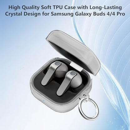 for Samsung Galaxy Buds 4 Case/Galaxy Buds 4 Pro Case Clear,Flexible TPU Clear Cover for Samsung Galaxy Buds 4/4 Pro,Premium Skin with Keychain&Cleaning Pen,Samsung Earbuds Accessories-Black - color: Clear Black