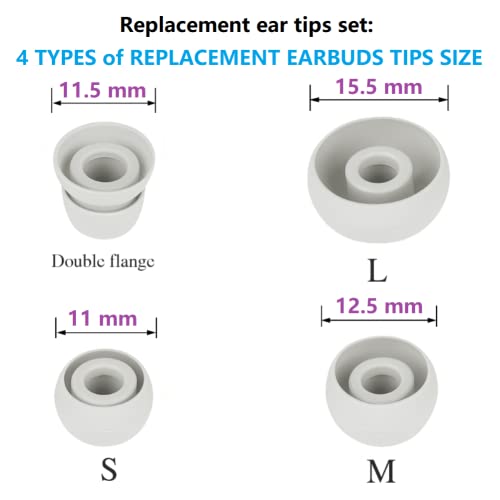 Replacement Eartips Silicone Earbuds Eargels Earpads Compatible with Powerbeats 2 Wireless Beats by Dr.Dre,4 Pairs (S/M/L, and Double Flange), Light Grey