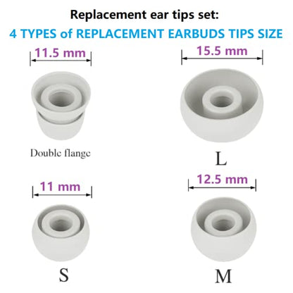 Replacement Eartips Silicone Earbuds Eargels Earpads Compatible with Powerbeats 2 Wireless Beats by Dr.Dre,4 Pairs (S/M/L, and Double Flange), Light Grey