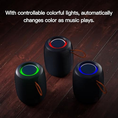 Portable Bluetooth Speaker Wireless, IP67 Waterproof Shower Speaker with HD Sound Colorful Lights TWS Pairing for Home, Party, Outdoor, Travel, Beach and Bathroom