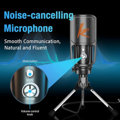 USB Microphone, Plug & Play PC Computer Podcast Condenser Cardioid Metal Mic Kit with Professional Sound Chipset for Recording, Gaming, Singing, YouTube