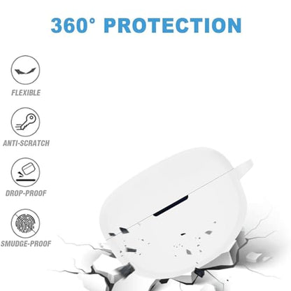 [3 in 1] TSVSXS Silicone Case Compatible with Bose Ultra Open Earbuds, Soft Protective Cover for Bose Open Ear Wireless Earbuds with Cleaning Kit Keychain - color: White