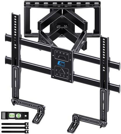 HOME VISION Full Motion TV Mount with Soundbar Bracket, 32-85" TVs, 132 lbs | ±65° Swivel & Tilt, Dual Articulating Arms, Soundbar Moves with TV, Fits 8"/12"/16" Studs,VESA 600x400 - size: 32-85" FM w/5745