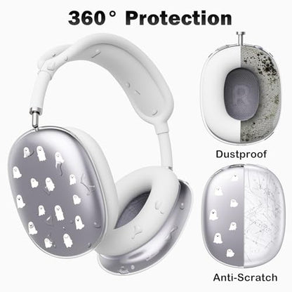 for AirPods Max Headphones Halloween Ear Covers for AirPods Max 2 | Cute Ghost Clear Ear Cups Cover | White Silicone Ear Pad Case Headband Cover for Apple AirPods Max 2/1 (2026/2024/2020) - color: Ghost G/White