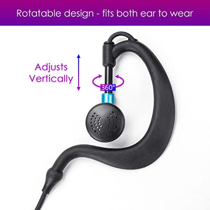 Remtise 2 Pack Single Wire Earhook Earpiece with Mic for Baofeng UV-5R Walkie Talkies, Headset and PTT Compatible 2 Way Radios Brands Baofeng and Kenwood, Puxing, Wouxun (Blue) - color: Blue