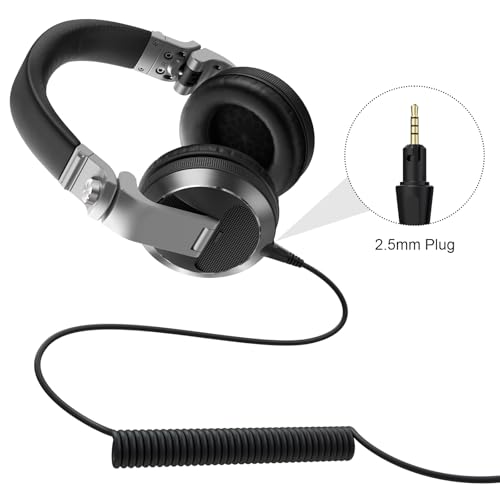 Premium 4-Pole DJ Audio Headphone Cable, Compatible with Pioneer HDJ-X5/X7/S7/CUE1, Extended Coiled Spring Wire for DJs and Audio Equipment