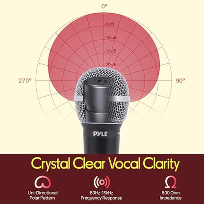 Professional Handheld Dynamic Microphone Kit - Unidirectional Vocal Wired Microphone w/Carry Bag, Metal Mic Stand, Holder/Clip & 16.4ft XLR Audio Cable to 1/4'' Audio Connection - Pyle PDMIC88ST - color: Black