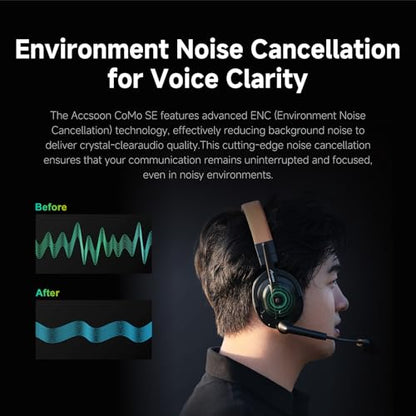 Accsoon Como SE Wireless Headset Intercom System 5-Person Full Duplex 1312ft Team Communication Group Talk, 30+Hour Battery Life