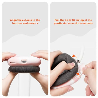 WC ShellZ Max - Protective Shell Covers for AirPods Max 1 & 2 | Made by Wicked Cushions | Made with Premium Silicone | PinkMarble - color: PinkMarble