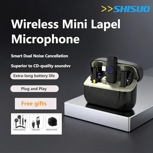 Microfonos Inalambricos Professional Mini Microphone, Wireless Lavalier Microphone with Noise Reduction, Plug & Play Clip-On Mic for Phone, Camera, Vlog, Live Streaming