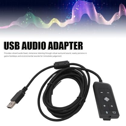 USB to 3.5mm Jack Audio Adapter, External USB Sound Card with Volume Control, Virtual 7.1 Surround Sound, USB Adapter for Cloud II Gaming Headset, Compatible with PC