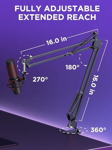 InnoGear Microphone Stand Boom Arm Mic Stand Desk for Blue Yeti, Large | Pop Fiilter and Shock Mount Included, for Desk Thickness Within 2", Stable with Heavy Mics, Work with Fifine Shure - size: Large