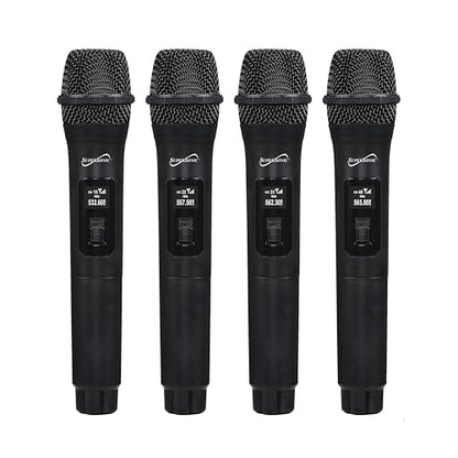 Supersonic SC-909 2.4G 4 Channel Wireless Microphone System with Long-Range 160 FT Transmission, Crystal-Clear 20Hz-20KHz Sound, Low 30mA Consumption, AA Battery-Powered Transmitter, and 12V Receiver