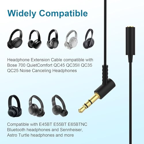Headphone Extension Cable Compatible with Bose QuietComfort QC45 QC35II QC35 QC25 NC700 Headphones, 3.5mm Male to Female Stereo Audio Cable for Phone, PS4, Switch, Tablets (4ft) - style: 4ft