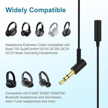 Headphone Extension Cable Compatible with Bose QuietComfort QC45 QC35II QC35 QC25 NC700 Headphones, 3.5mm Male to Female Stereo Audio Cable for Phone, PS4, Switch, Tablets (4ft) - style: 4ft