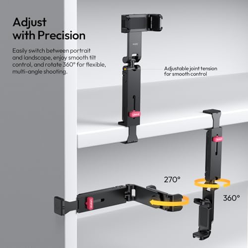 ULANZI MA89 2025 Foldable Airplane Phone Holder Mount, 360° Rotation Airplane Travel Essentials, Long Flight Must Haves Phone Tripod Stand for Flying, Home, Office Travel Gift for Content Creator