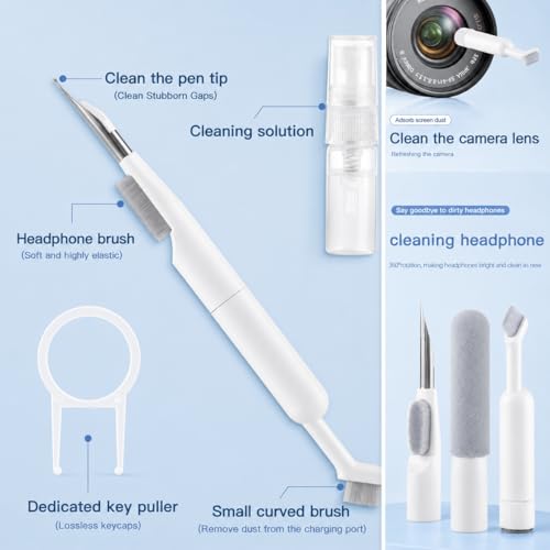14 in 1 Earphone Cleaner Kit, Multi-Purpose Phone Cleaning Kit, Charging Port Cleaner, for Laptop Computer Earbud Headphone iPhone Earphone Keyboard Camera Speaker Screen - color: white-14