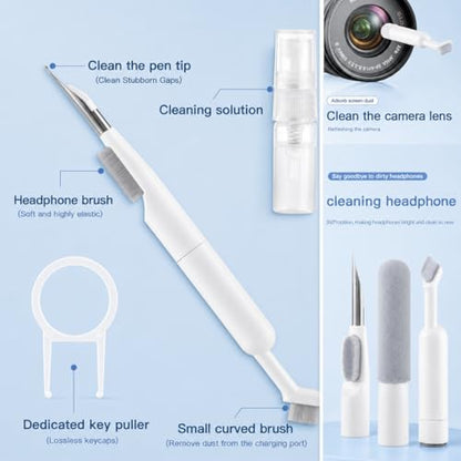 14 in 1 Earphone Cleaner Kit, Multi-Purpose Phone Cleaning Kit, Charging Port Cleaner, for Laptop Computer Earbud Headphone iPhone Earphone Keyboard Camera Speaker Screen - color: white-14