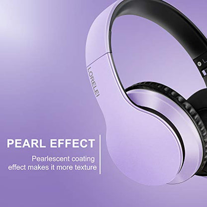 Lorelei X6 Over-Ear Headphones with Microphone, Purple-Black Lightweight Foldable & Portable Stereo Bass, Wired for Smartphone & Tablet, MP3 (1.45M No-Tangle) - color: Purple-black