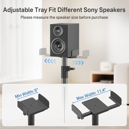 Speaker Stands Pair for Sony SS-CS5/ SS-CS5M2/SA-Z9R/SA-RS8 Rear Speakers, Height Adjustable Extend 29” to 37.5”, Dual Side Clamp Speaker Stand for Sony Rear Speaker Stand with Cable Management
